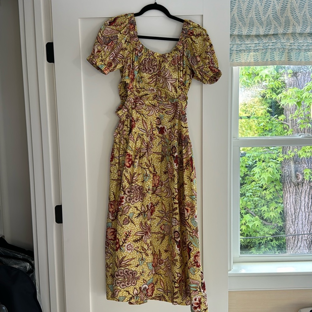 Ulla Johnson Golda cutout printed cotton-poplin midi dress Size 0
